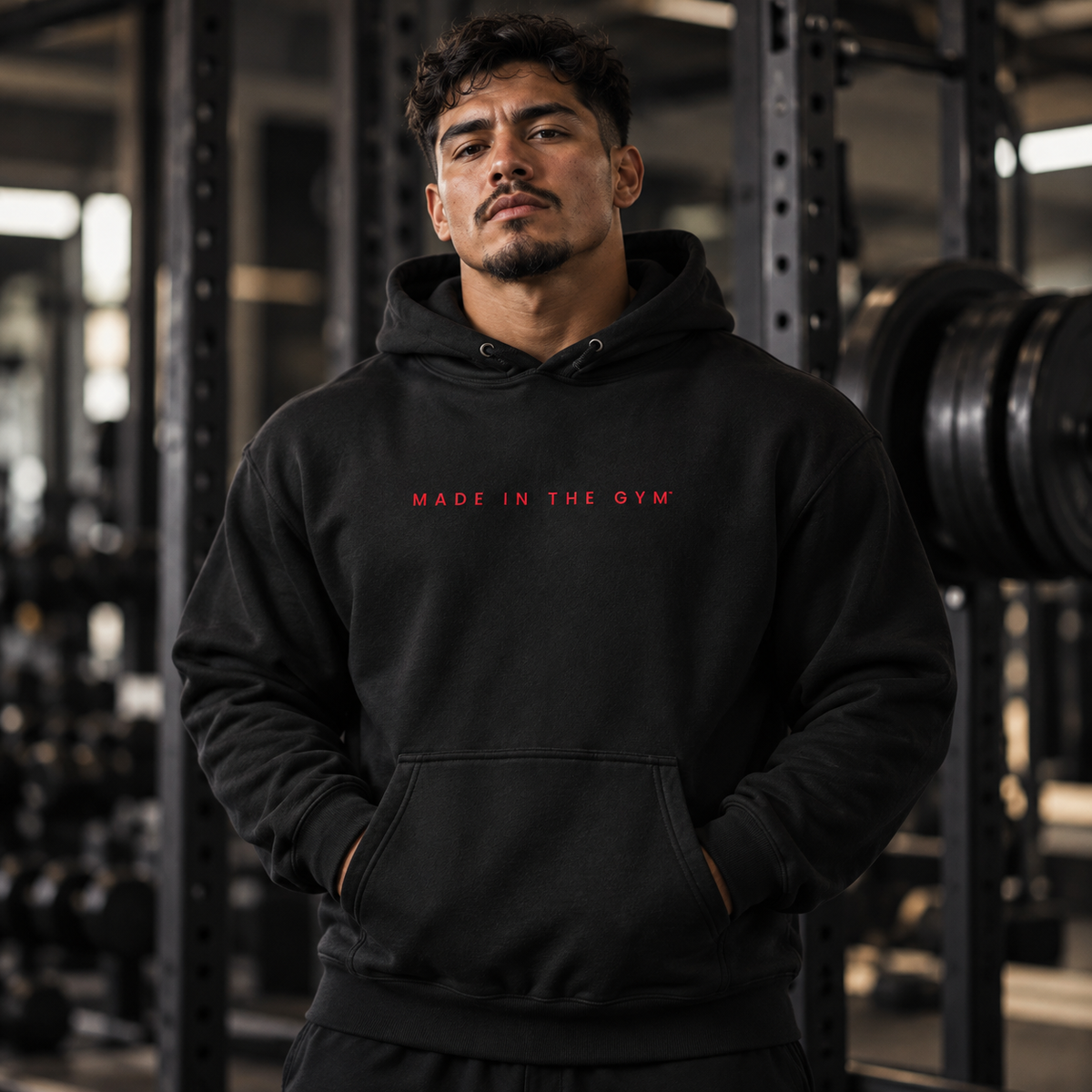 Athlete modeling the MITG Bloodline Hoodie