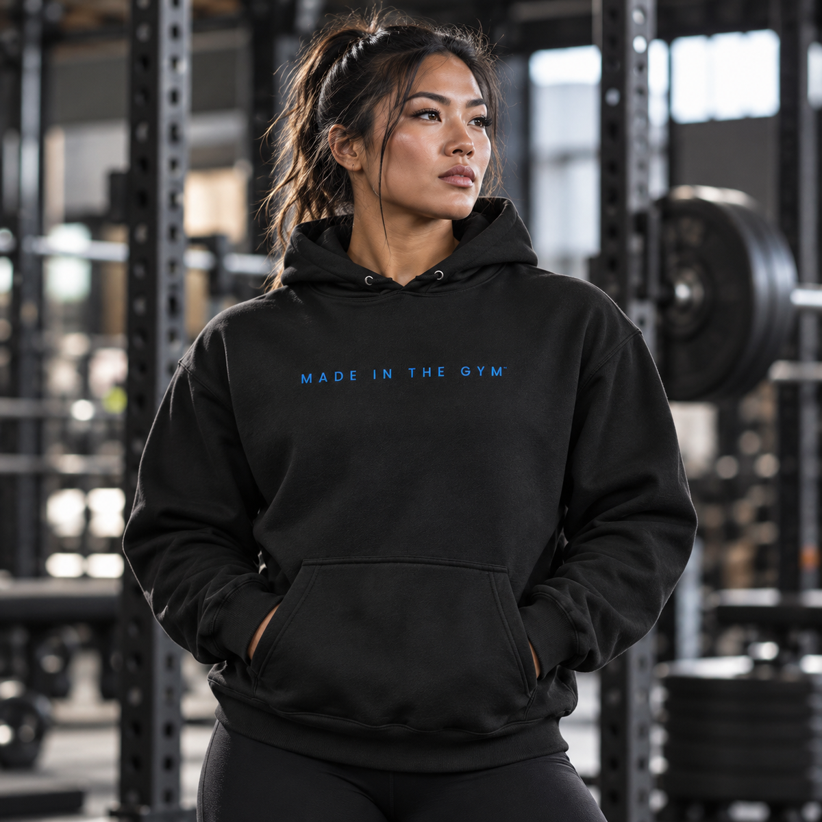Athlete modeling the MITG Cold Steel Hoodie