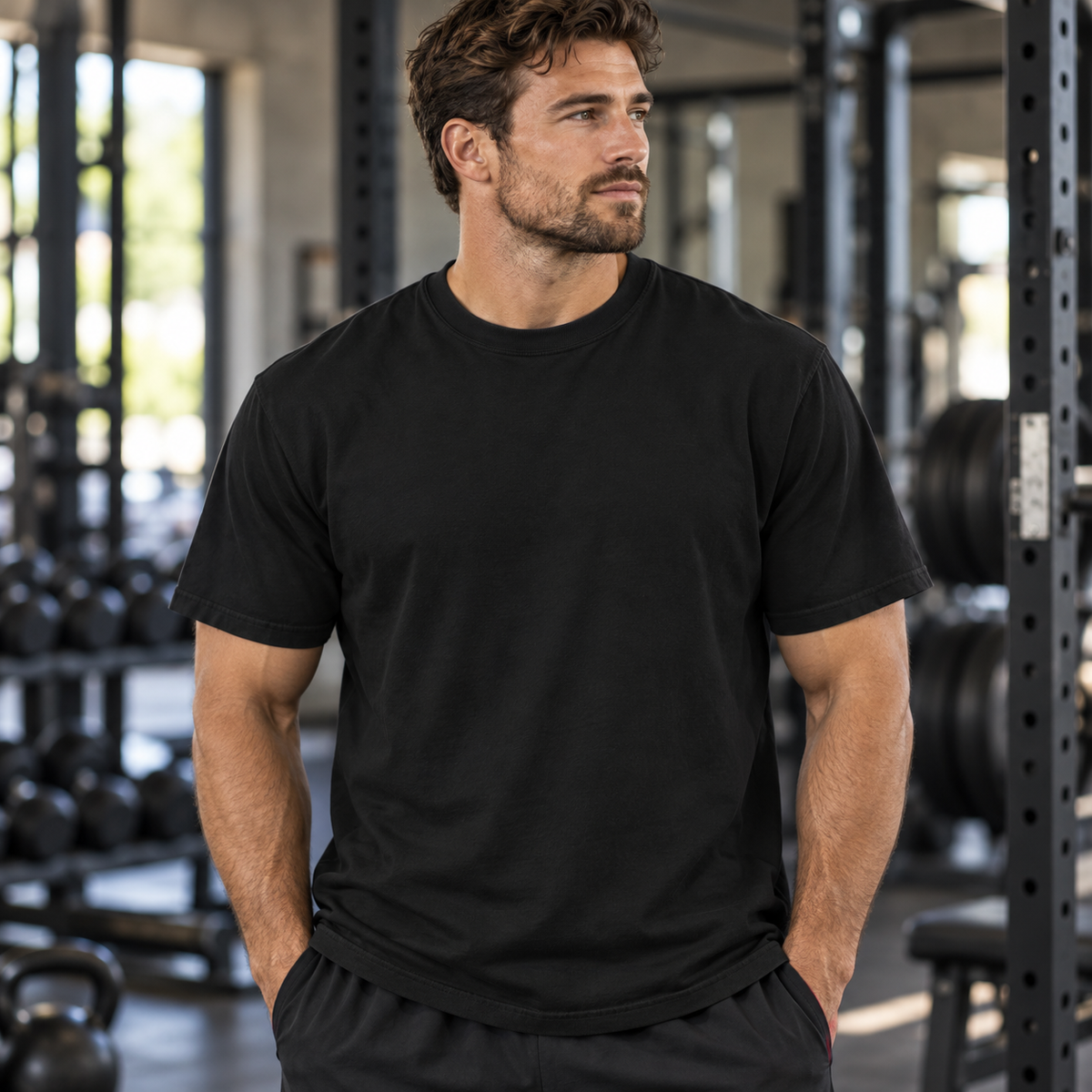 Athlete modeling the MITG Garment-Dyed Heavyweight Tee