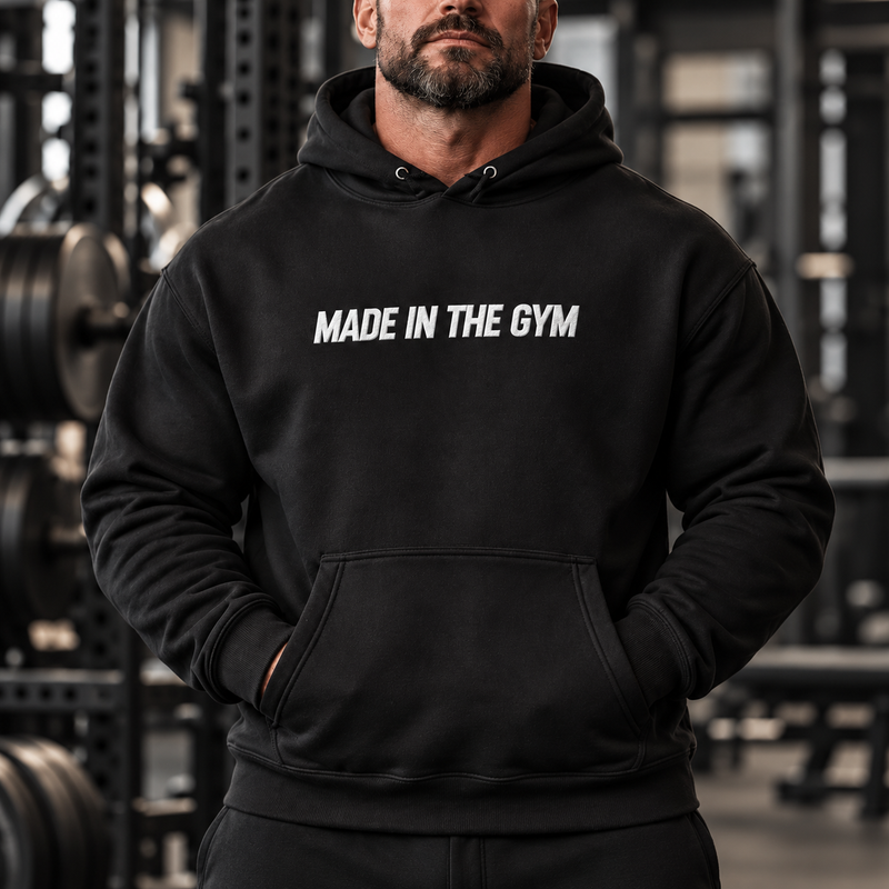 MITG Premium Block Hoodie on athlete, cropped at the nose