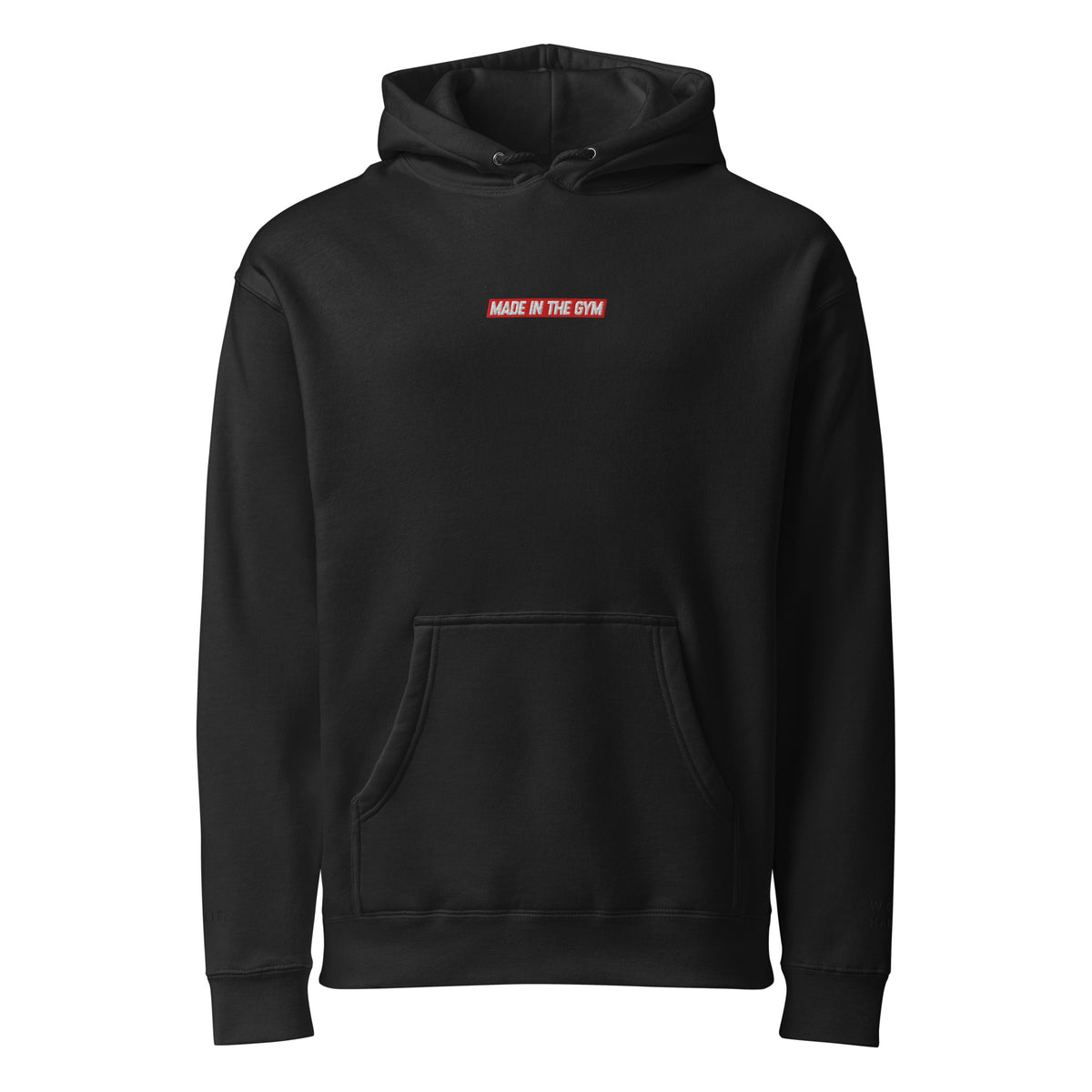 MITG Late Rep Block Hoodie in Black, front view